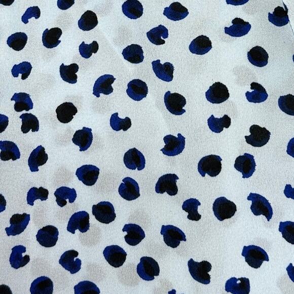 Zac & Rachell Blouse Sz XL Vendana Blue Printed 3/4 Balloon Puff Sleeves V-Neck - Picture 3 of 12